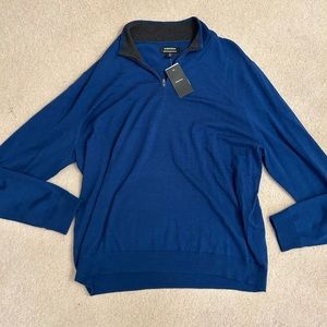Nordstrom Merino Wool Blue Zip Up Sweater Size 3XL